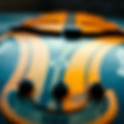 Close-up of a high-performance bodyboard showcasing its contours and design intricacies.