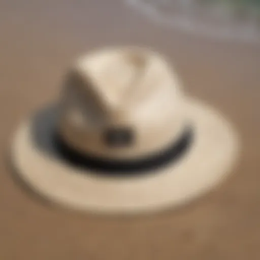 Stylish Quiksilver beach hat on a sandy beach