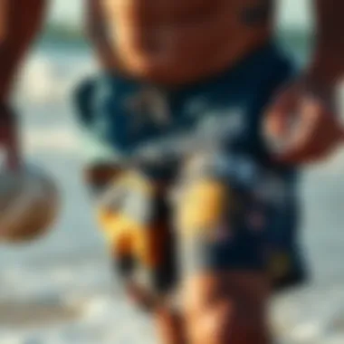 Everyday Volley in Action at the Beach Action shot of swim shorts in use at the beach