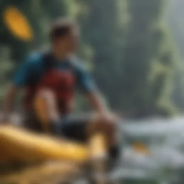 A kayaker taking a break to hydrate