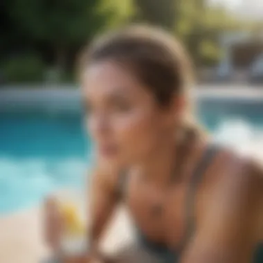 Refreshing drinks beside a swimming pool