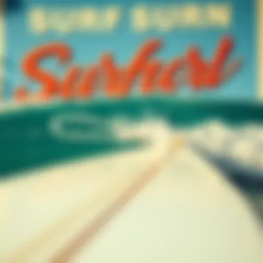 Classic surfboard design showcased in retro poster