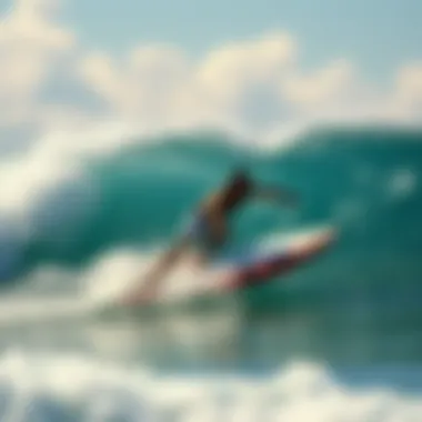 Artistic illustration of surfing culture from past decades