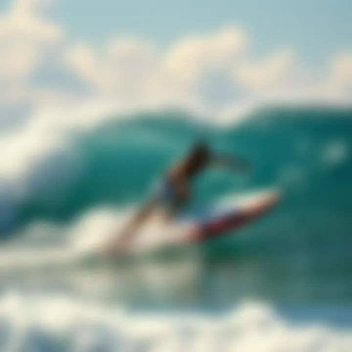 Artistic illustration of surfing culture from past decades