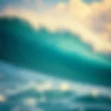 Vintage surfing poster featuring vibrant ocean waves