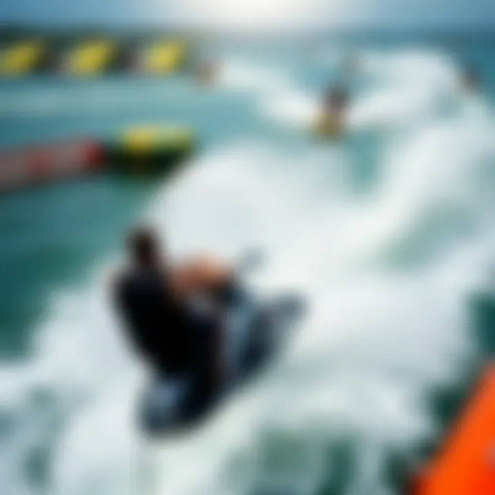 Diverse Watersport Activities at Revolution Cable Park An aerial shot highlighting the diverse activities available at the park, including wakeboarding and other watersports