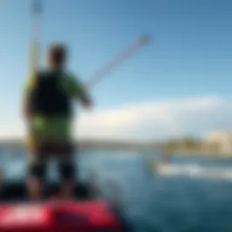 A scenic view of the Revolution Cable Park showcasing the cable system and riders in action