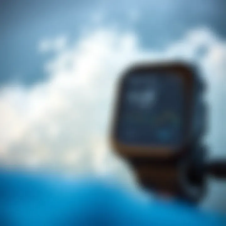 Performance Metrics on Rip Curl GPS A graphical user interface of the Rip Curl GPS application displaying performance metrics