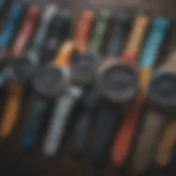 A variety of Rip Curl watch bands displayed for selection