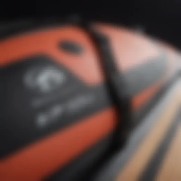 A detailed view of a Ripcurl surfboard bag showcasing its durable material and stitching