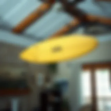 Tasteful room decor featuring a surfboard as a focal point