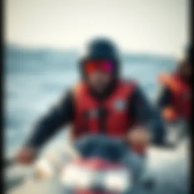 Safety gear for watersports in action