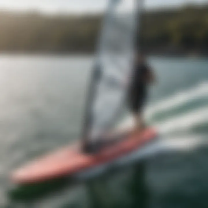 A modern sailboard setup with advanced technology and materials