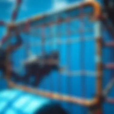 The cage used for shark diving providing safety to divers