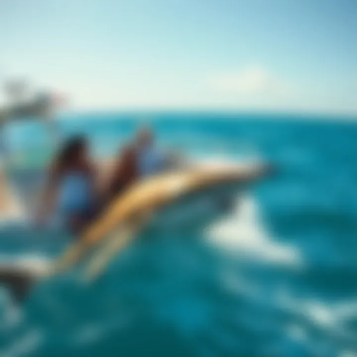 Exciting Boat Excursion for Shark Watching A boat equipped for shark watching, navigating through the clear blue waters of Miami