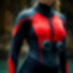Detailed view of a size 10 wetsuit showcasing its fit and design