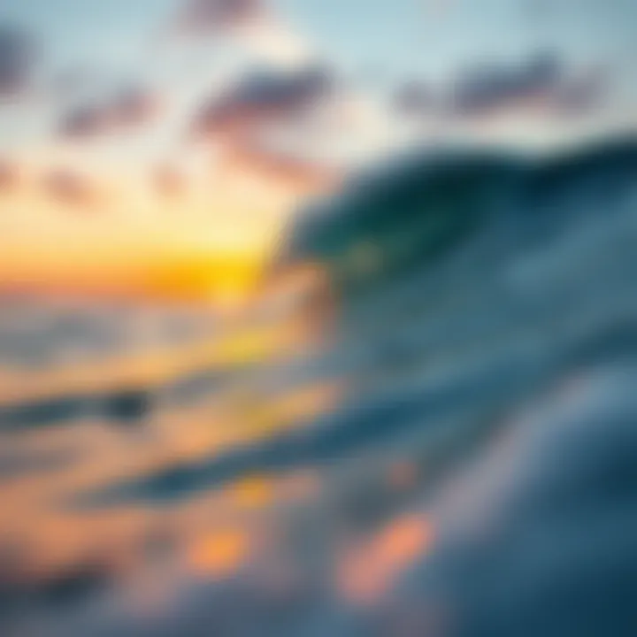 Tranquil ocean waves at sunset