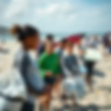 Community Efforts Against Plastic Pollution Community beach clean-up event focused on reducing plastic waste