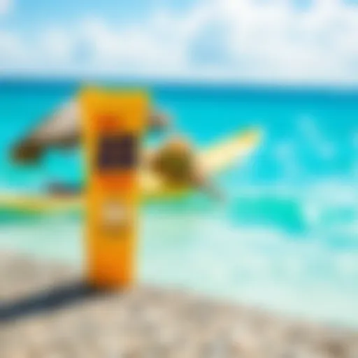 Sun Bum Signature SPF 30 Sunscreen Lip Balm tube against a vibrant beach backdrop