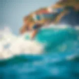 Surfer demonstrating balance on a wave