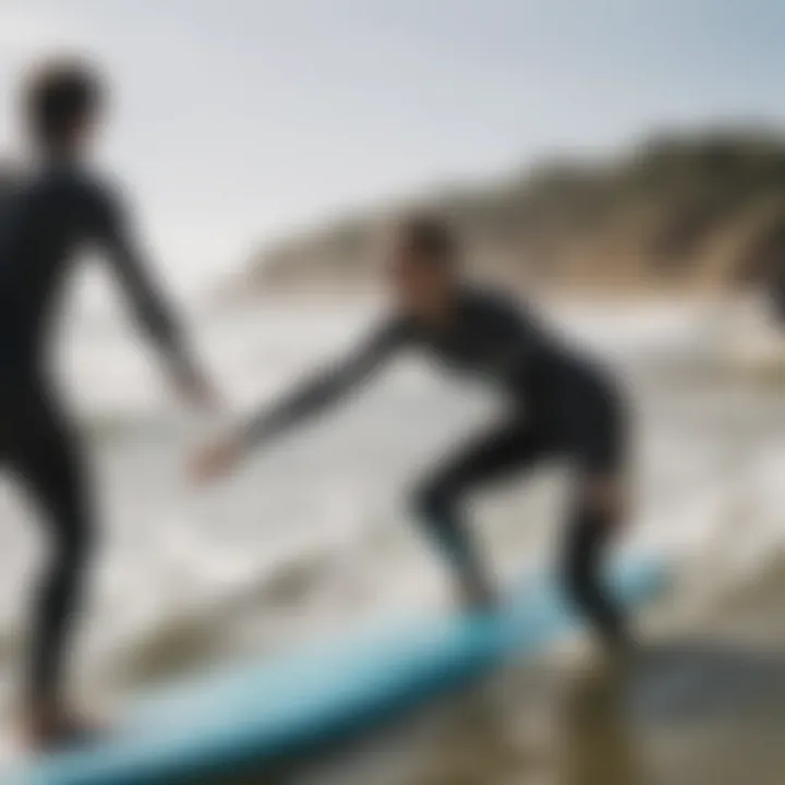 Instructor guiding surfers at Seignosse camp