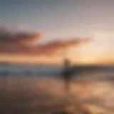 Surfing at Seignosse beach during sunset