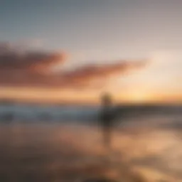 Surfing at Seignosse beach during sunset