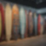 A vibrant display of surfboards showcasing innovative designs