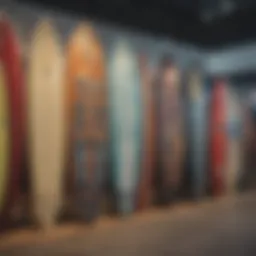 A vibrant display of surfboards showcasing innovative designs