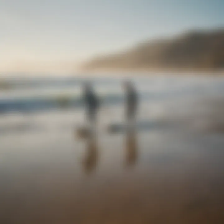 Group of learners taking surf lessons on the beach