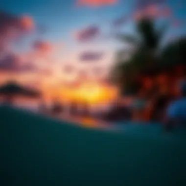 Evening Vibes at the Beach Bar Sunset over a lively beach bar filled with surf enthusiasts