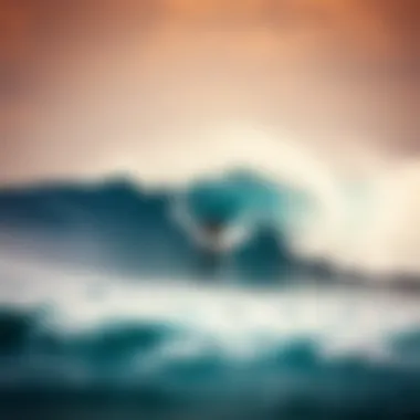 Mastering the Waves A surfer riding a powerful wave at a popular surf spot