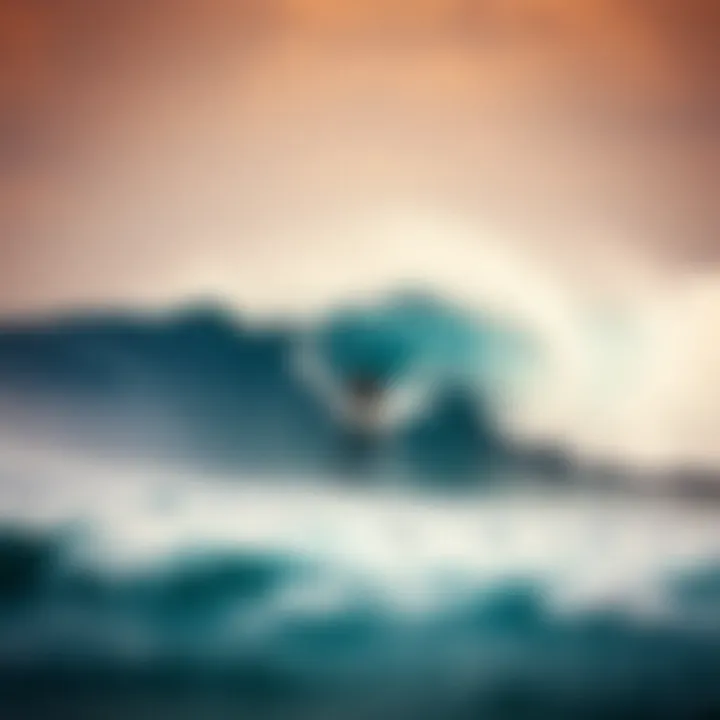 Mastering the Waves A surfer riding a powerful wave at a popular surf spot