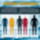 Illustration showing different wetsuit thicknesses for various water temperatures