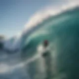 A surfer executing a perfect maneuver on a wave