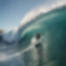 A surfer executing a perfect maneuver on a wave