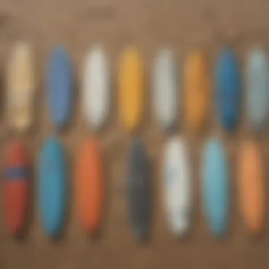 Different designs of surfing robes laid out on the sand