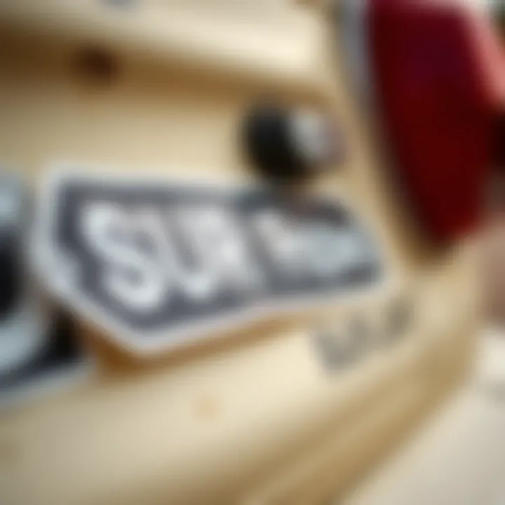 Close-up of a Bumper Sticker with a Meaningful Surf Message Close-up of a bumper sticker with a meaningful surf message