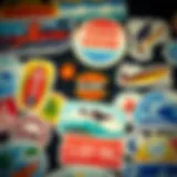 Vintage surfing bumper stickers collection