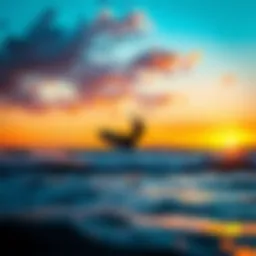 Kitesurfing action against a vibrant sunset in Greece