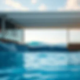 A stunning view of a modern wave pool featuring artificial waves