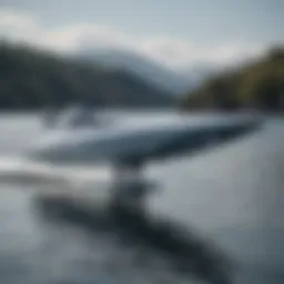 Close-up view of a hydrofoil showcasing its sleek design and craftsmanship.