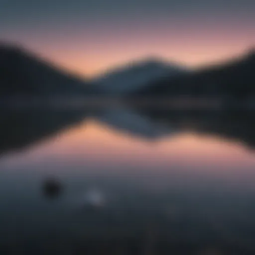 Lunar reflections on calm water at dusk