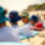 Baggies and Brimmer Hats on the Beach Dynamic display of baggies and brimmer hats on a sunny beach