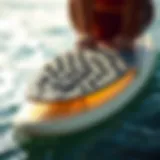 Innovative fish traction pad on a surfboard