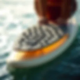 Innovative fish traction pad on a surfboard