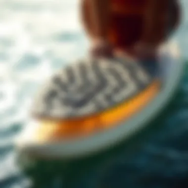 Innovative fish traction pad on a surfboard