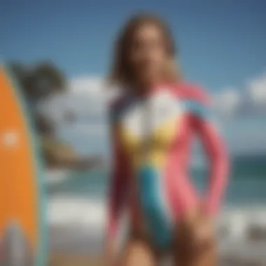 Stylish Roxy surfsuit displayed against a vibrant backdrop