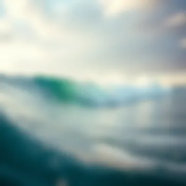 An expansive view of the ocean waves crashing onto the shore