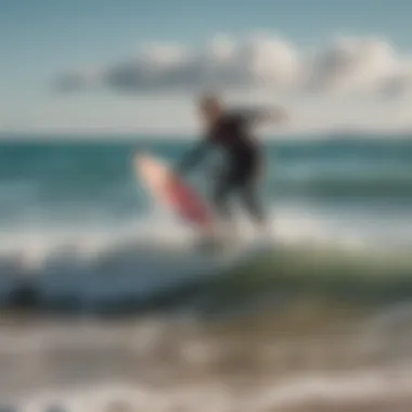 A serene view of the ocean with a skimmer in action